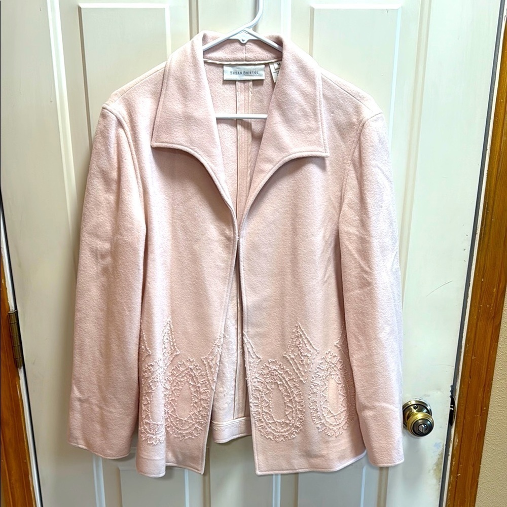 Susan Bristol Wool Pink Embroidered Women's Jacket M